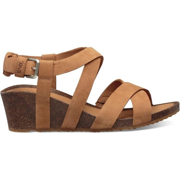 Teva Women's Mahonia Wedge Cross Strap sandals leather neutral comfort 1106860 - Picture 1 of 10